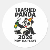 New Years Eve 2026 Trashed Panda Premium  Ronde Sticker (Voorkant)