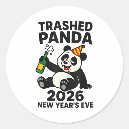 New Years Eve 2026 Trashed Panda Premium  Ronde Sticker (Voorkant)