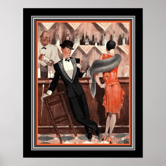 "New Years Eve" Art Deco Afdruk van George Leonnec Poster (Voorkant)
