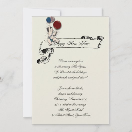 New Years Eve Baby Nieuwjaar Banner Kaart (Voorkant)