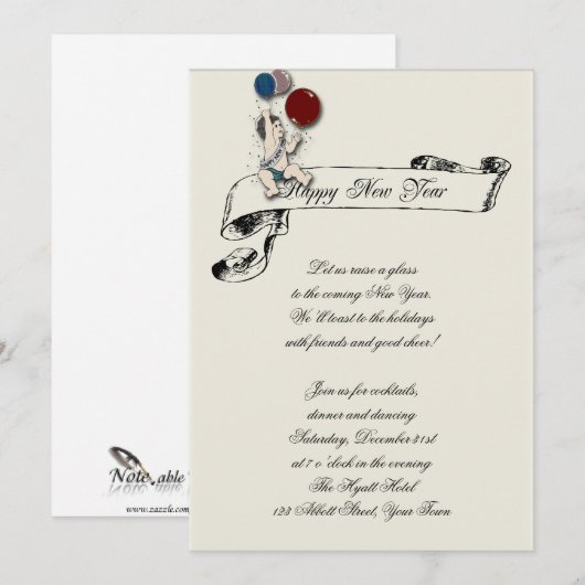 New Years Eve Baby Nieuwjaar Banner Kaart (Voorkant / Achterkant)