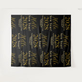 New Year's Eve Black Gold Typografie achtergrond Wandkleed (Voorkant (horizontaal))