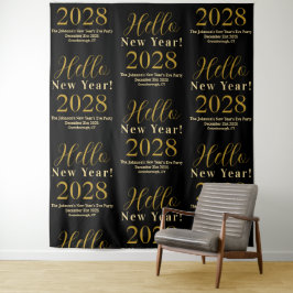 New Year's Eve Black Gold Typografie achtergrond Wandkleed