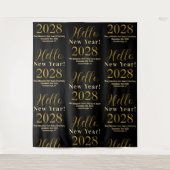 New Year's Eve Black Gold Typografie achtergrond Wandkleed (Voorkant)