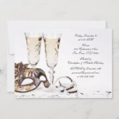 New Year's Eve Black Hoge hakken Masquerade Invite Kaart (Achterkant)