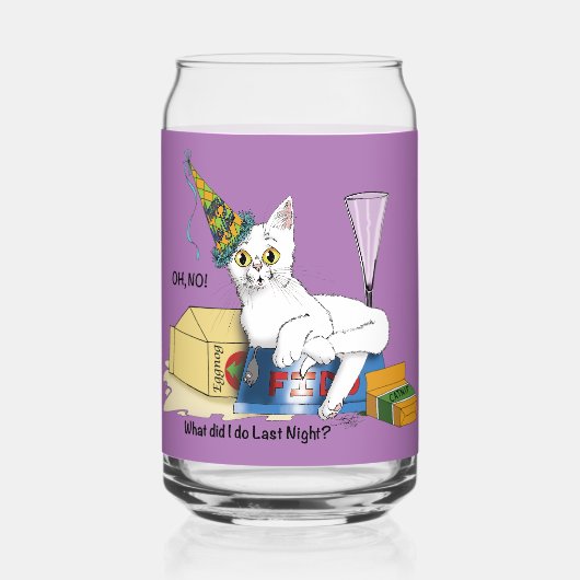 New Years Eve Cat Blikvorm Glas (Achterkant)