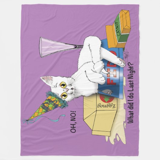 New Years Eve Cat Grappig Fleece Deken (Voorkant)