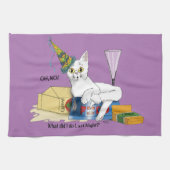 New Years Eve Cat Grappig Theedoek (Horizontaal)