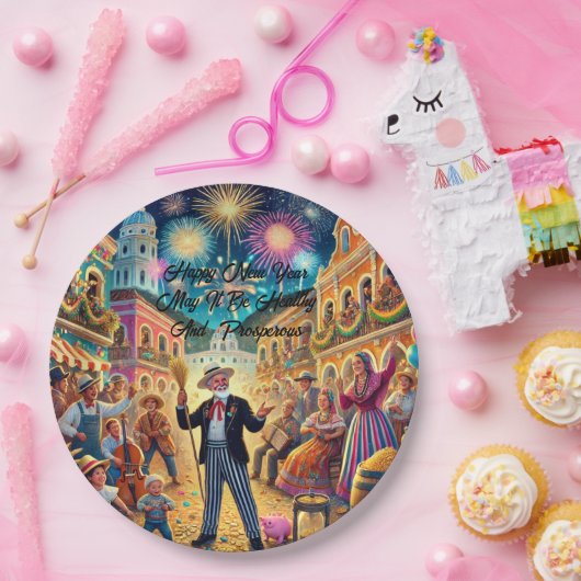 New Year's Eve Celebration El Año Viejo Papieren Bordje (Feest)