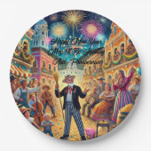 New Year's Eve Celebration El Año Viejo Papieren Bordje (Voorkant)