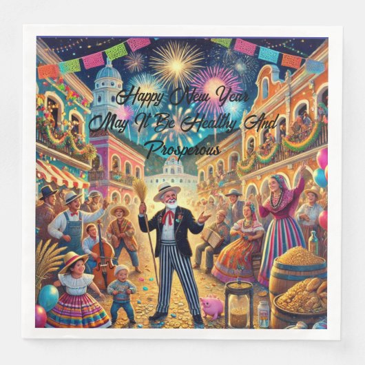 New Year's Eve Celebration El Año Viejo Servet (Voorkant)