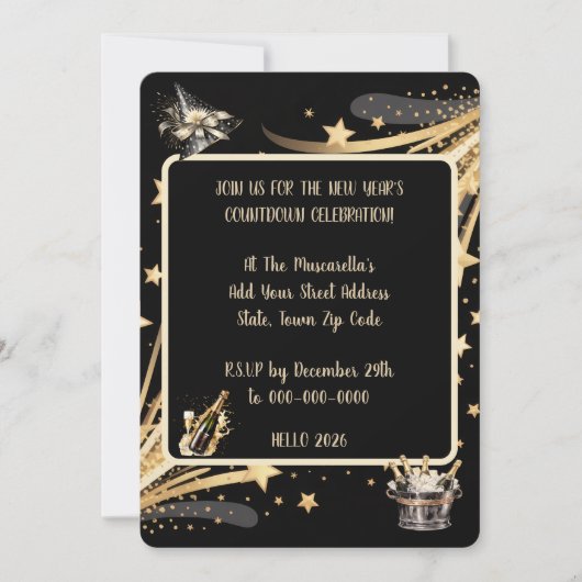 New Year's Eve Celebration Invitation Kaart (Voorkant)