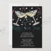 New Years Eve Champagne en Confetti Kaart (Voorkant)