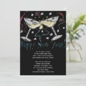New Years Eve Champagne en Confetti Kaart (Staand voorkant)