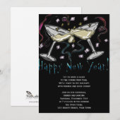 New Years Eve Champagne en Confetti Kaart (Voorkant / Achterkant)
