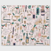 New Years Eve Champagne Kerstcocktail wijn Cadeaupapier (Vlak)