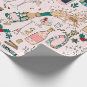 New Years Eve Champagne Kerstcocktail wijn Cadeaupapier (Hoek)