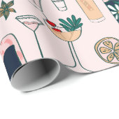 New Years Eve Champagne Kerstcocktail wijn Cadeaupapier (Rol Hoek)