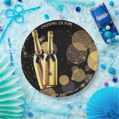 New Year's Eve Champagne Zwart Goud Papier Bord (Feest)