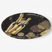 New Year's Eve Champagne Zwart Goud Papier Bord (Gekanteld)