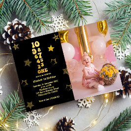 New Year's Eve Countdown 1e Verjaardag Foto Kaart