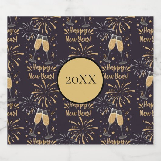 New Years Eve Feest Mousserende Wijn Vuurwerk Sparkling Wijnetiket (Enkel label)