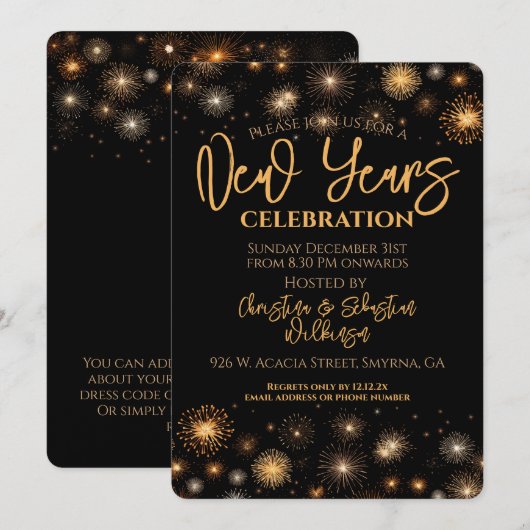 New Years Eve Firework Party Kaart (Voorkant / Achterkant)