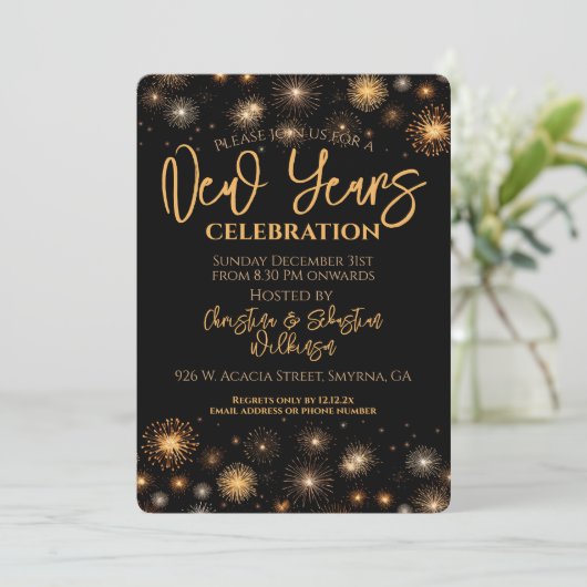 New Years Eve Firework Party Kaart (Staand voorkant)