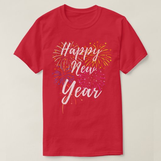 New Years Eve Fireworks artistiek ontwerp Happy Ne T-shirt (Design voorkant)