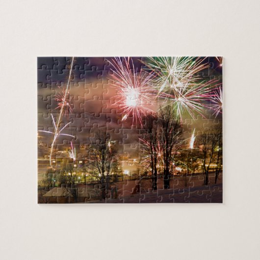 New Year's Eve Fireworks in Niederau Tyrol Austria Legpuzzel (Horizontaal)