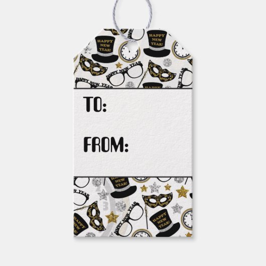 New Years Eve gemengde patroonpartij label Cadeaulabel (Voorkant)