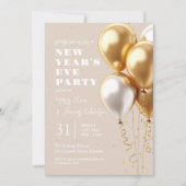 New Years Eve Gouden Confetti Ballonnen Champagne Kaart (Voorkant)