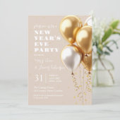 New Years Eve Gouden Confetti Ballonnen Champagne Kaart (Staand voorkant)