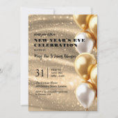 New Years Eve Gouden Glinsterende Sequins Ballonne Kaart (Voorkant)