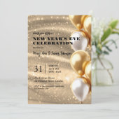 New Years Eve Gouden Glinsterende Sequins Ballonne Kaart (Staand voorkant)