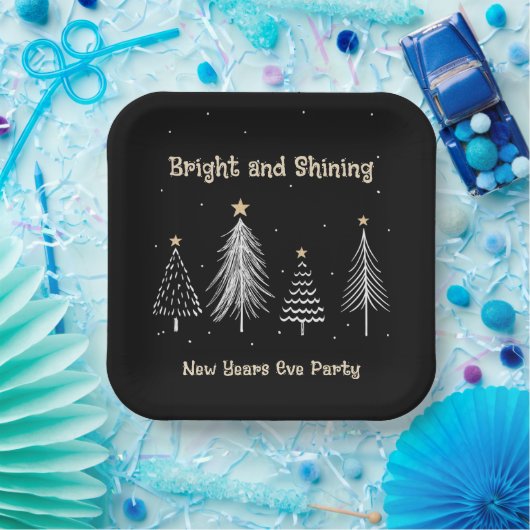 New Years Eve, helder en glanzend feestje Papieren Bordje (Feest)