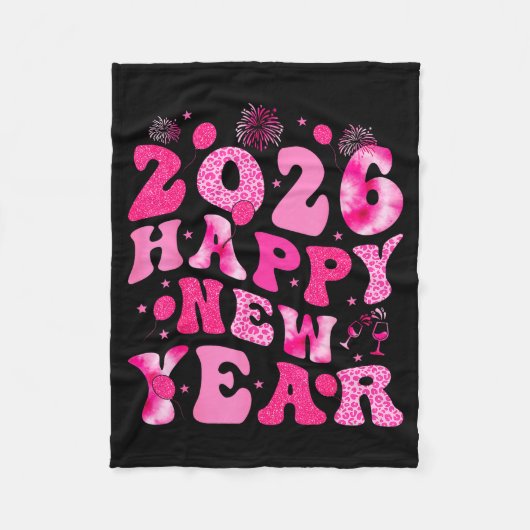 New Year's Eve Hello 2026 Groovy Family Matching C Fleece Deken (Voorkant)
