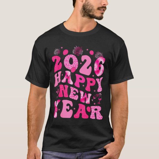 New Year's Eve Hello 2026 Groovy Family Matching C T-shirt (Voorkant)