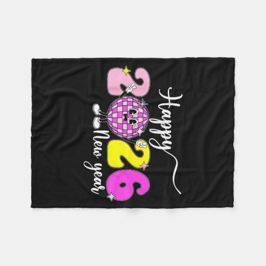 New Year's Eve Hello 2026 Happy New Year 2026 Disc Fleece Deken (Voorkant (Horizontaal))