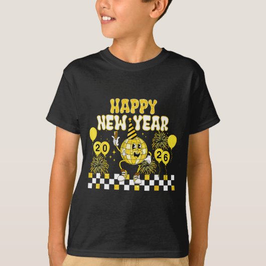 New Year's Eve Hello 2026 Happy New Year 2026 Disc T-shirt (Voorkant)