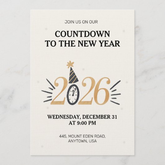 New Year's Eve invitation card Kaart (Voorkant)