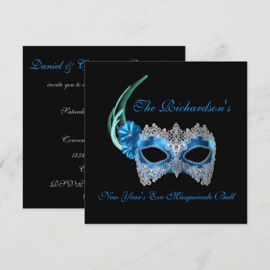 "New Year's Eve Masquerade Ball" — Blue Mask [1] Kaart (Voorkant / Achterkant)