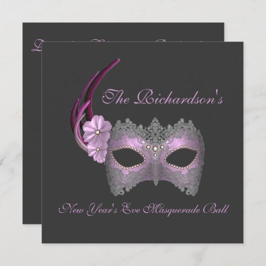 "New Year's Eve Masquerade Ball" — Lila masker [1] Kaart (Voorkant / Achterkant)
