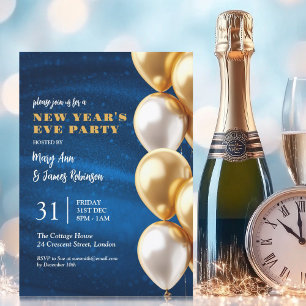New Years Eve Navy Gouden Glinsterende Sequin Ball Kaart