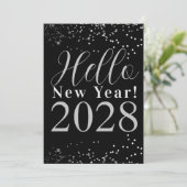 New Year's Eve Party Black and Silver Sparkle Kaart (Staand voorkant)
