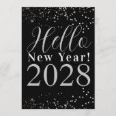 New Year's Eve Party Black and Silver Sparkle Kaart (Voorkant)