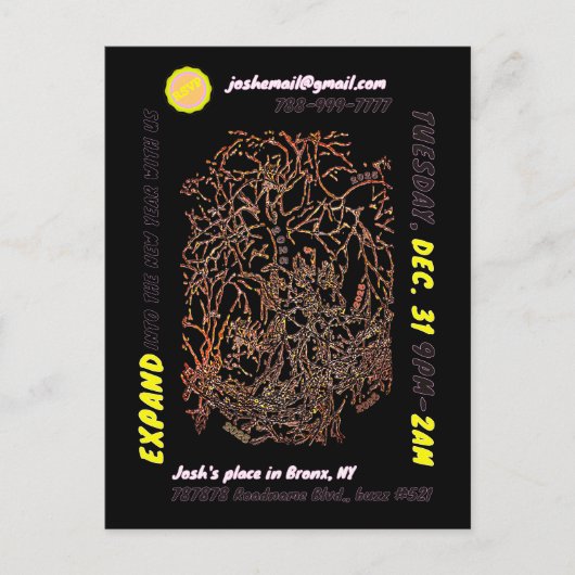 NEW YEAR'S EVE PARTY briefkaart uitnodiging (Voorkant)