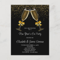 New Year's Eve Party Champagne Glasses Gold Black