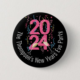 New Years Eve Party champagne streamers 2024 Ronde Button 5,7 Cm
