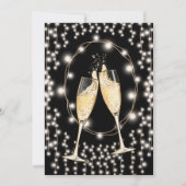 New Year's Eve Party Champagne String Lights Black Kaart (Voorkant)